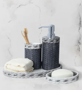 Vibe 4Pcs Bathroom Set Polyresin Bath Set Dark Grey
