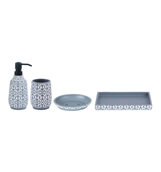 Vibe 4Pcs Bathroom Set Polyresin Bath Set White