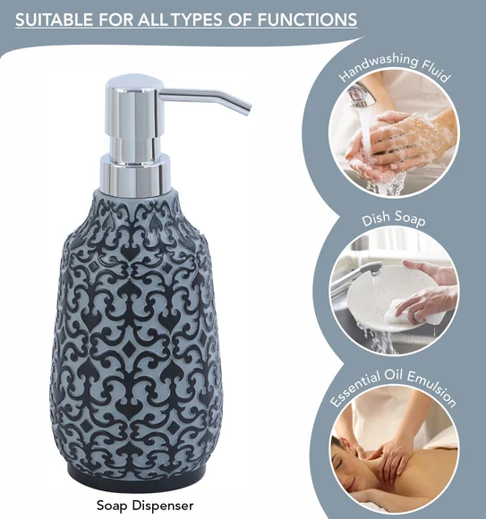 Vibe 4Pcs Bathroom Set Polyresin Bath Set Grey and Black