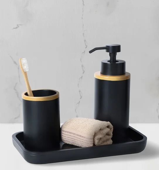 Vibe 3Pcs Bathroom Set Polyresin Bath Set Black