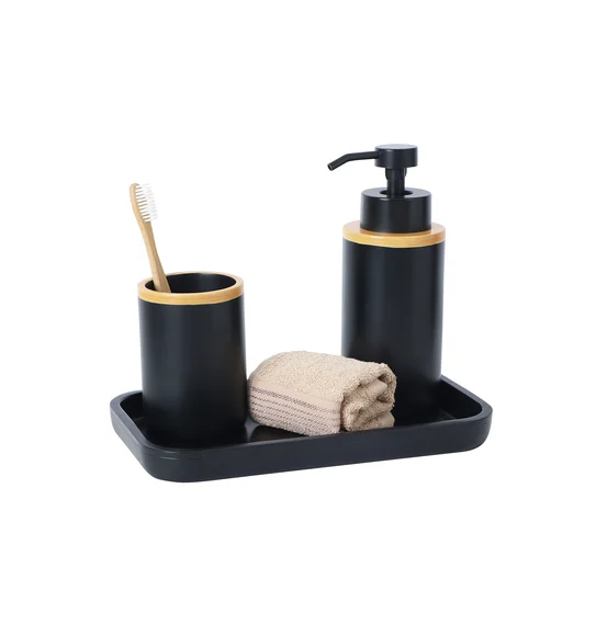 Vibe 3Pcs Bathroom Set Polyresin Bath Set Black