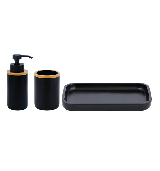 Vibe 3Pcs Bathroom Set Polyresin Bath Set Black
