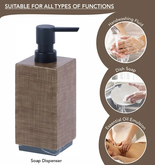 Vibe 4Pcs Bathroom Set Polyresin Bath Set Wood