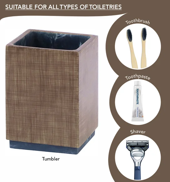 Vibe 4Pcs Bathroom Set Polyresin Bath Set Wood