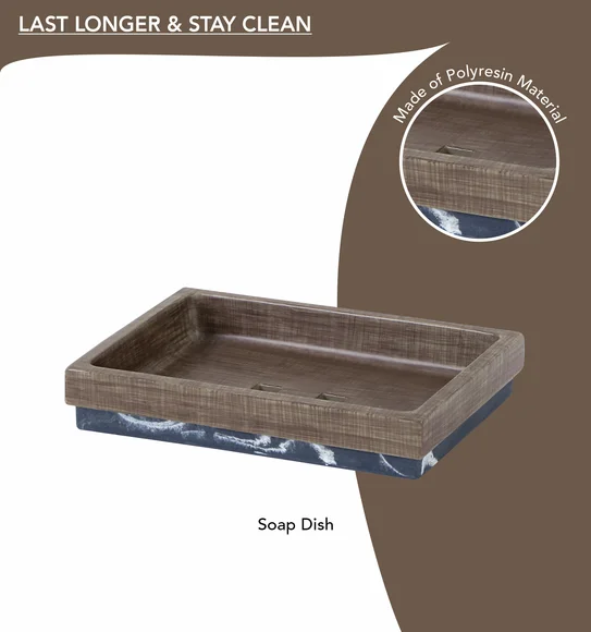 Vibe 4Pcs Bathroom Set Polyresin Bath Set Wood