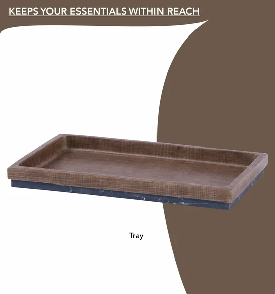 Vibe 4Pcs Bathroom Set Polyresin Bath Set Wood