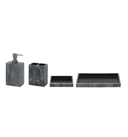Vibe 4Pcs Bathroom Set Polyresin Bath Set Grey