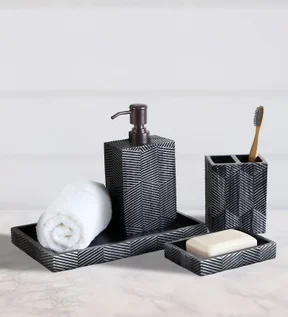 Vibe 4Pcs Bathroom Set Polyresin Bath Set Grey