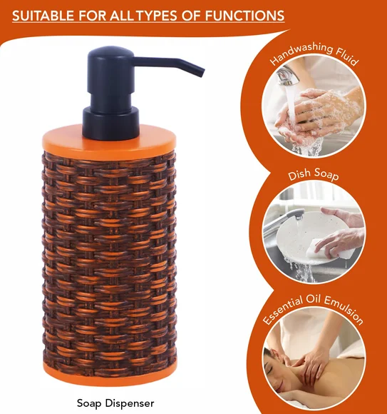 Vibe 3Pcs Bathroom Set Polyresin Bath Set Brown and Orange