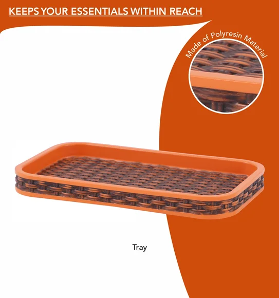 Vibe 3Pcs Bathroom Set Polyresin Bath Set Brown and Orange