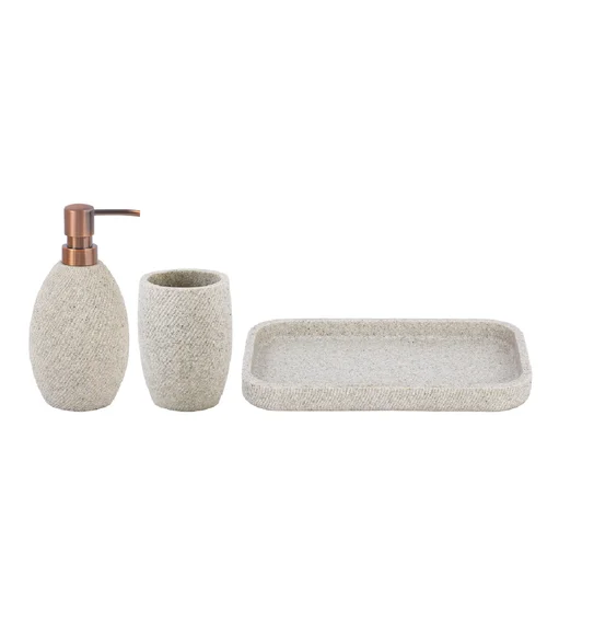 Vibe 3Pcs Bathroom Set Polyresin Bath Set Sandstone