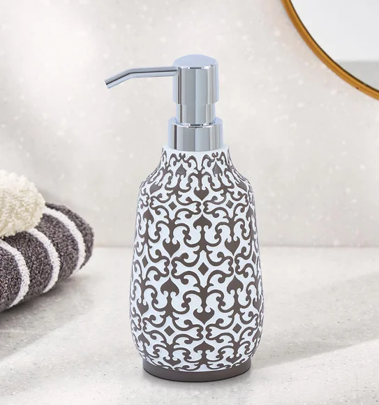 Vibe Soap Dispenser Polyresin Soap Dispenser White and Taupe