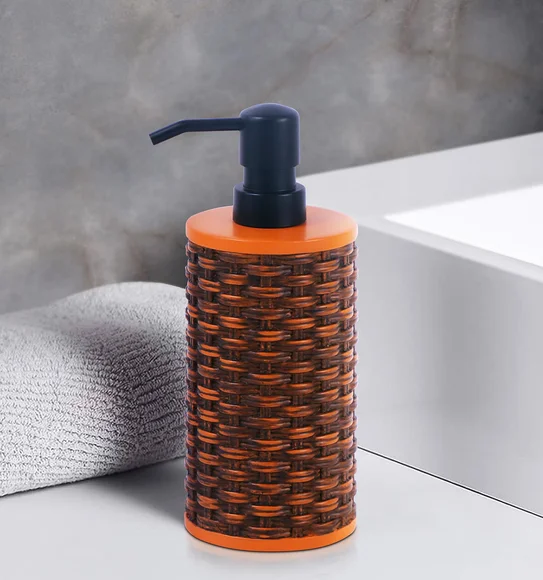 Vibe Soap Dispenser Polyresin Soap Dispenser Brown and Orange