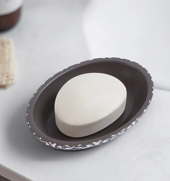 Vibe Soap Dish Polyresin Soap Dish White and Taupe