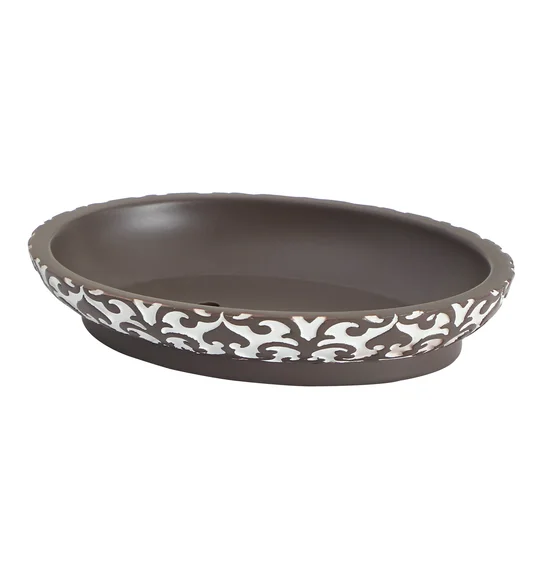 Vibe Soap Dish Polyresin Soap Dish White and Taupe