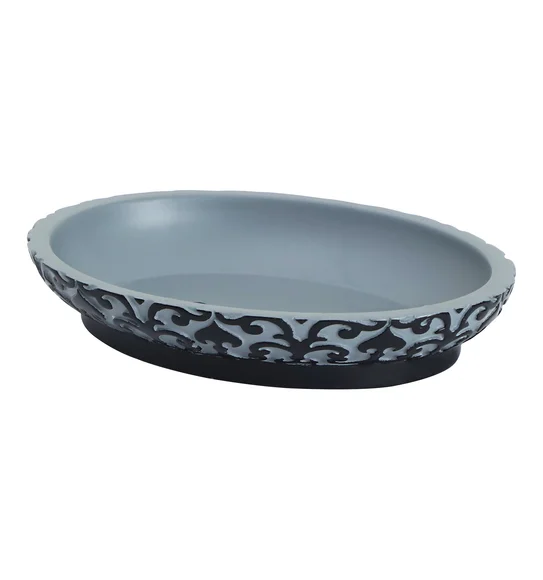 Vibe Soap Dish Polyresin Soap Dish Grey and Black