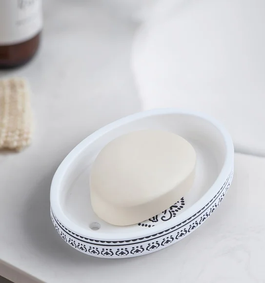 Vibe Soap Dish Polyresin Soap Dish White and Black