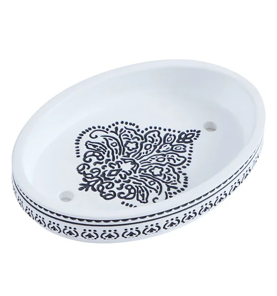 Vibe Soap Dish Polyresin Soap Dish White and Black
