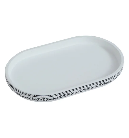 Vibe Tray Polyresin Tray White and Black