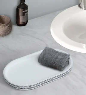 Vibe Tray Polyresin Tray White and Black