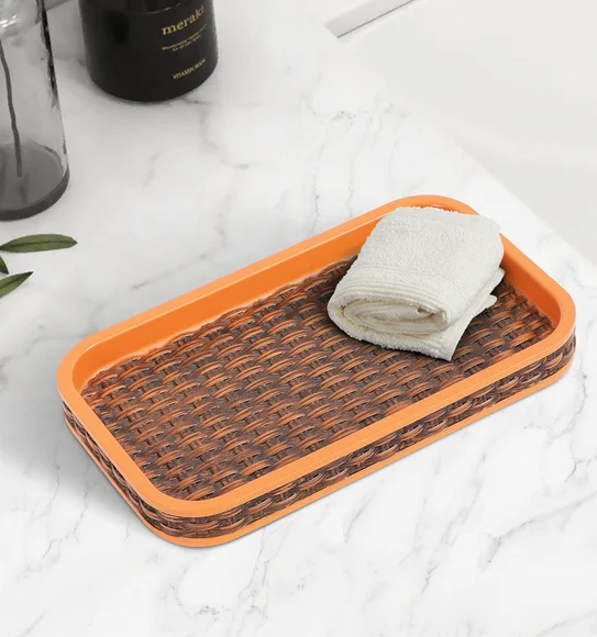 Vibe Tray Polyresin Tray Brown and Orange
