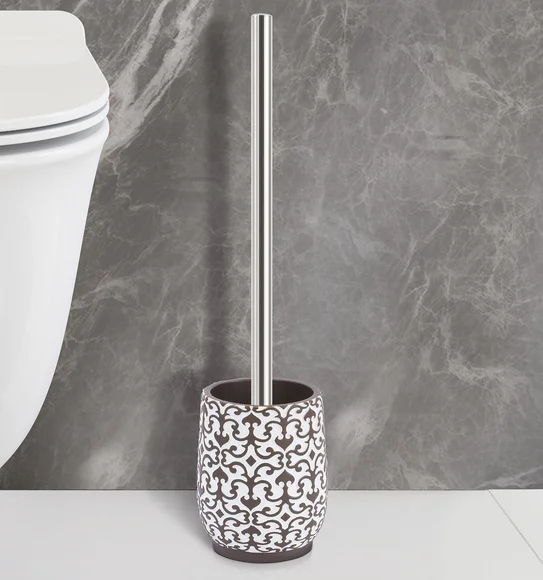 Vibe Toilet Brush Polyresin Toiletbrush holder White and Taupe