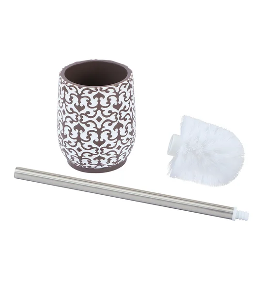 Vibe Toilet Brush Polyresin Toiletbrush holder White and Taupe