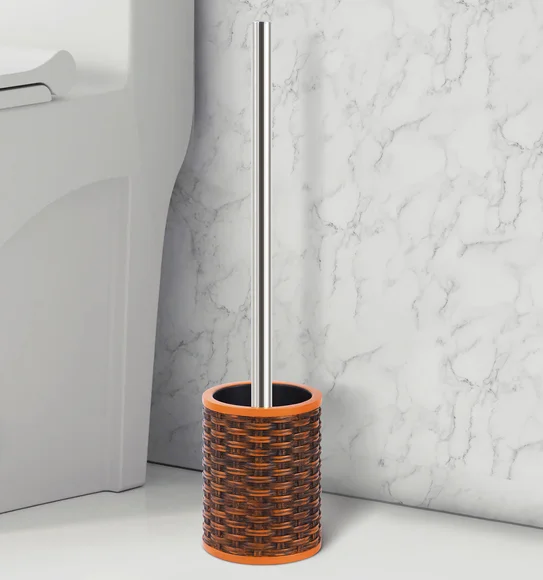 Vibe Toilet Brush Polyresin Toiletbrush holder Brown and Orange