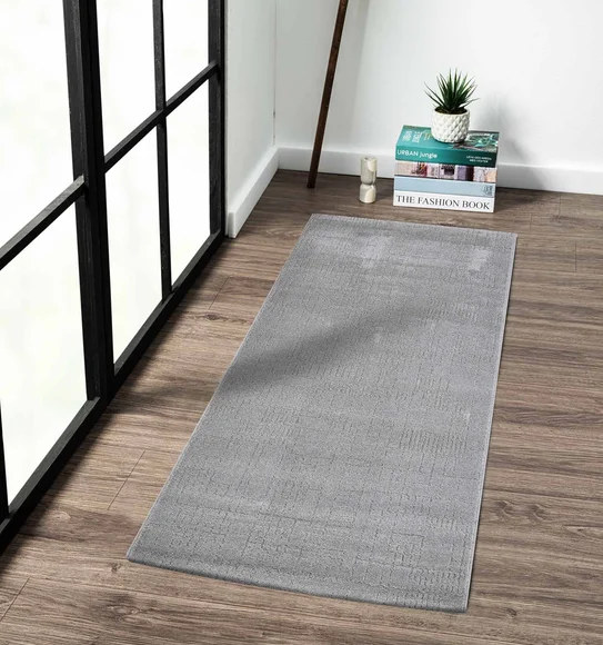 Trentino Abstract Machine Made Runner Grey