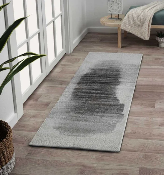 Softness Modern Abstract Runner Beige and Charcoal