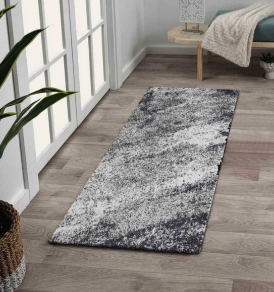 Softness Modern Abstract Runner Charcoal and Beige