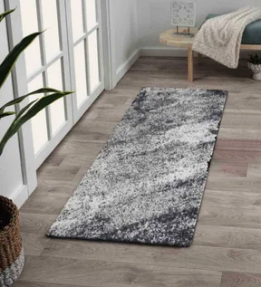 Softness Modern Abstract Runner Charcoal and Beige