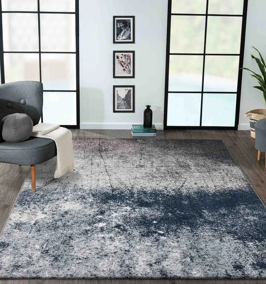 Softness Modern Abstract Runner D.Blue