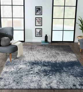 Softness Modern Abstract Runner D.Blue