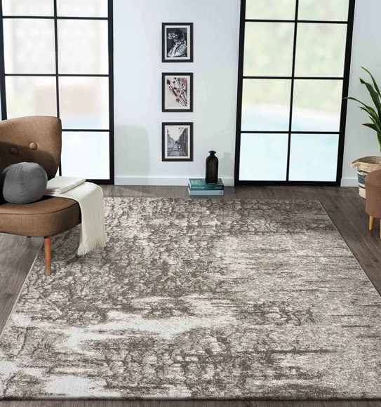 Softness Modern Abstract Carpet L.Brown