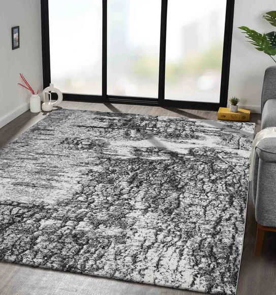 Softness Modern Abstract Carpet Charcoal and Cream