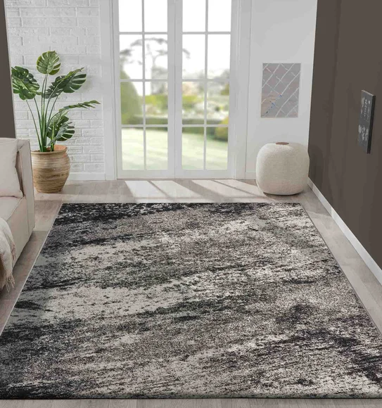 Softness Modern Abstract Carpet Charcoal and Beige