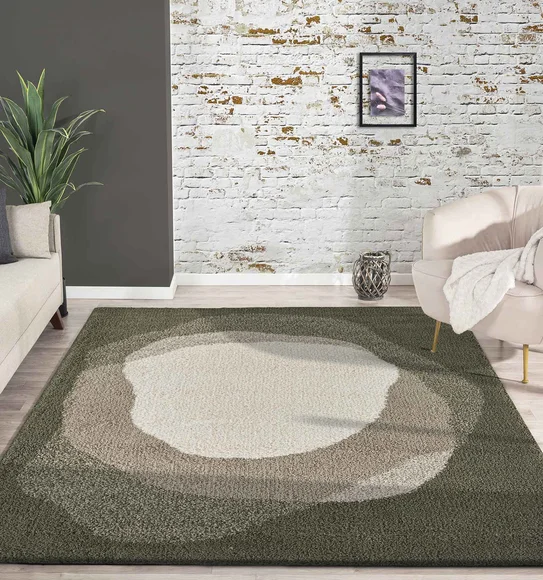 Royal Nomadic Modern Abstract Carpet Olive and Beige