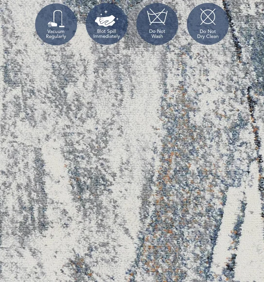 Aquarius Abstract Machine Made Runner Blue and Grey