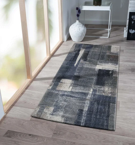 Aquarius Solid Machine Made Runner Blue