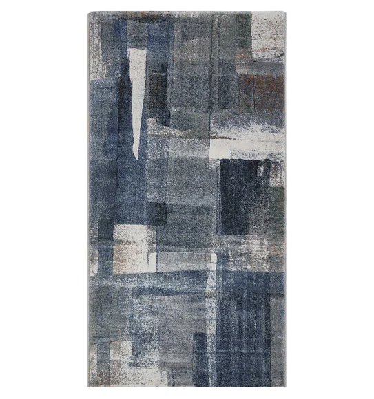 Aquarius Solid Machine Made Runner Blue