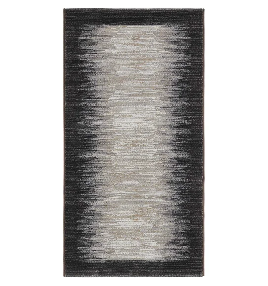 Aquarius Abstract Machine Made Runner Cream and Charcoal