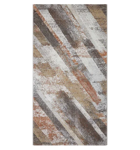 Aquarius Abstract Machine Made Runner Cream and Brown