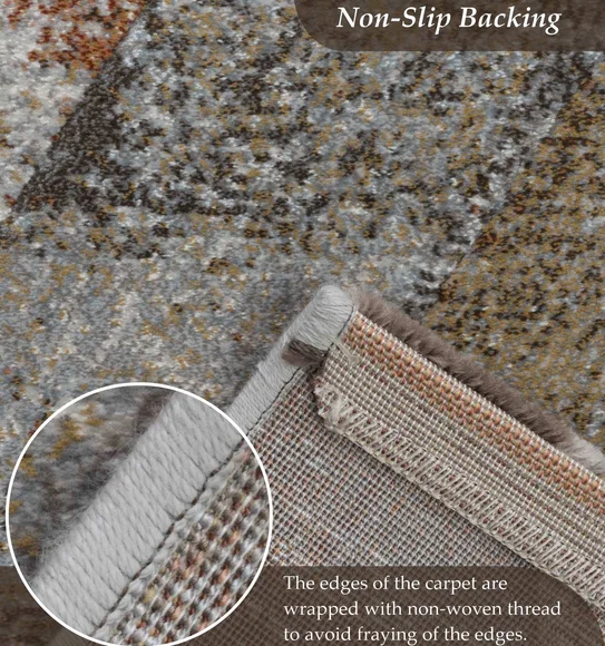 Aquarius Abstract Machine Made Runner Cream and Brown