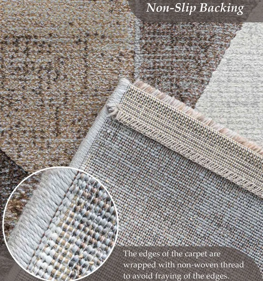 Aquarius Abstract Machine Made Runner Grey and Brown