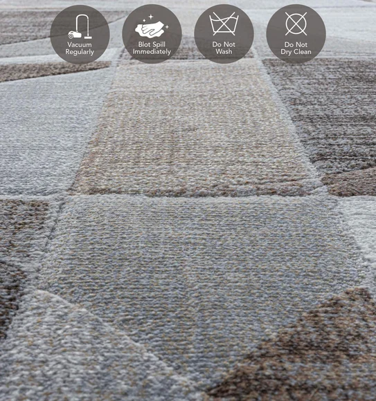 Aquarius Abstract Machine Made Runner Grey and Brown