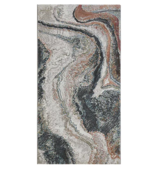 Aquarius Abstract Machine Made Runner Cream and D Grey