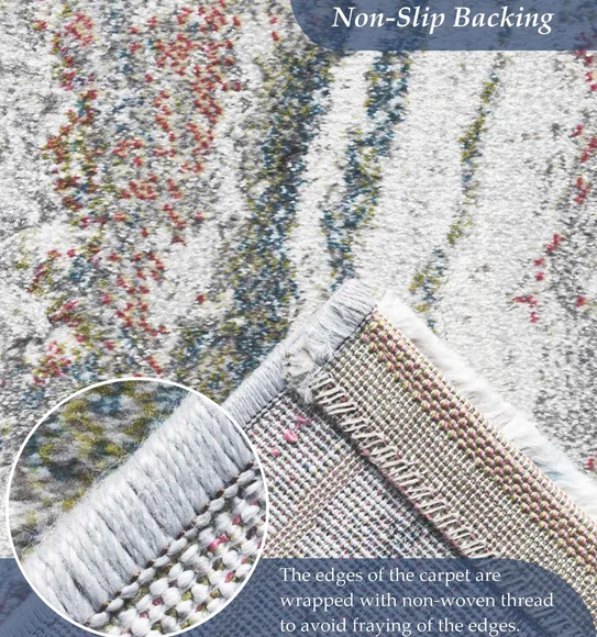 Aquarius Abstract Machine Made Runner Cream and D Grey