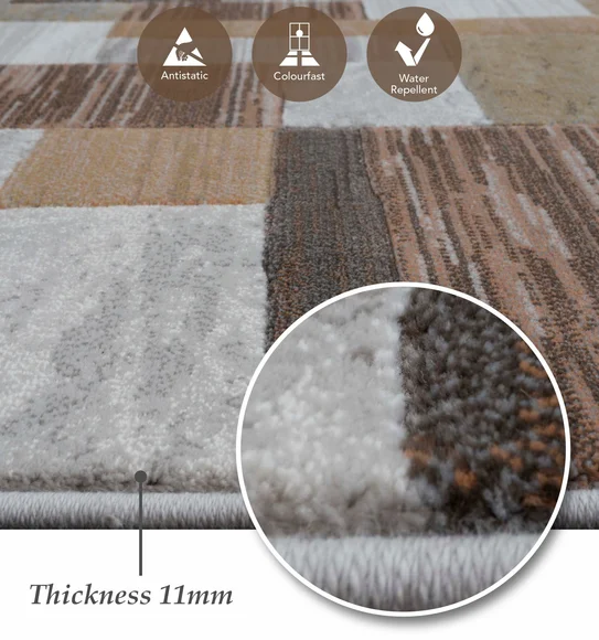 Aquarius Abstract Machine Made Runner Cream and Grey