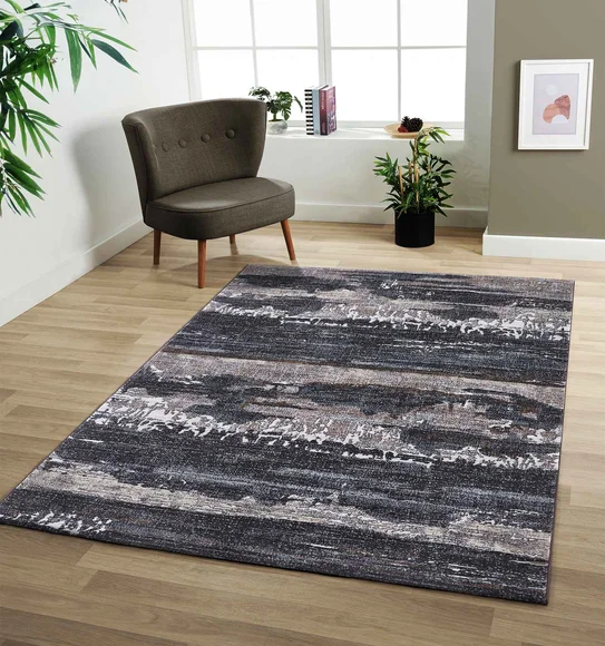 Aquarius Abstract Machine Made Carpet Grey